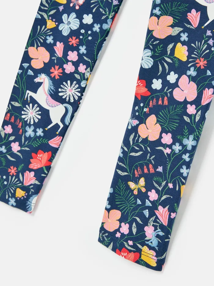 Joules Deedee 8211 Navy Blue Printed Jersey Leggings Girls Trousers and Leggings