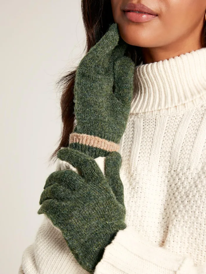 Joules Eloise 8211 Green Knitted Gloves Women Gloves