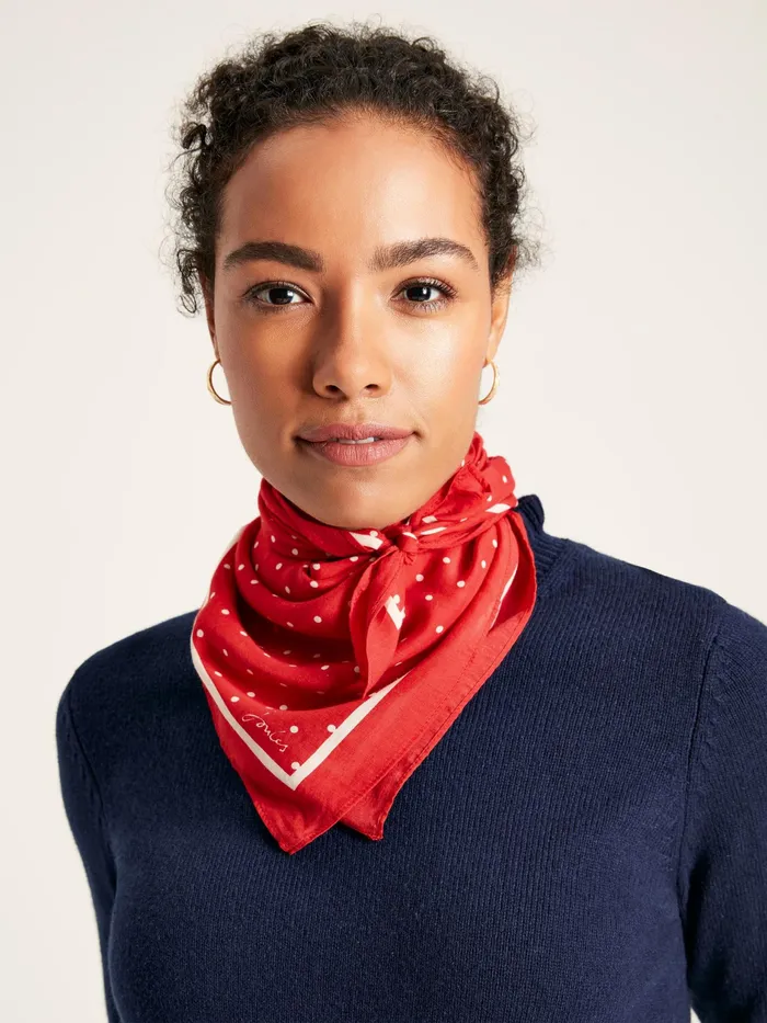 Joules Elsie 8211 Red Square Scarf Women Scarves