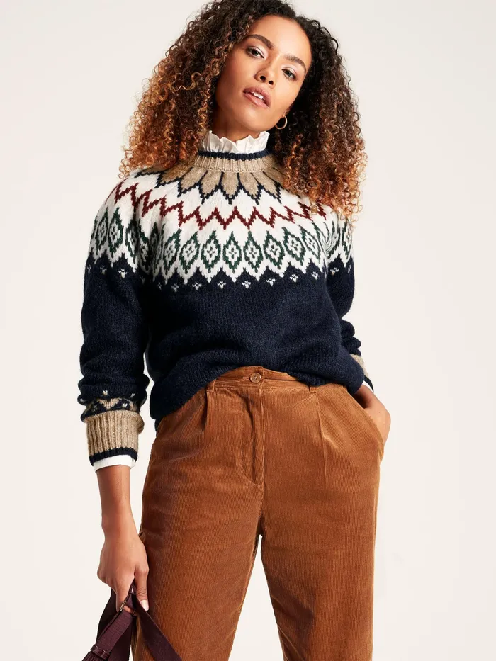 Joules Etta 8211 Navy Fair Isle Jumper Women Knitwear