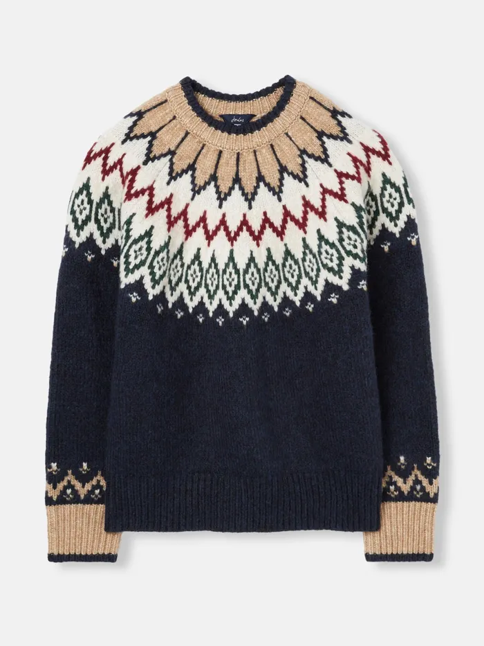 Joules Etta 8211 Navy Fair Isle Jumper Women Knitwear