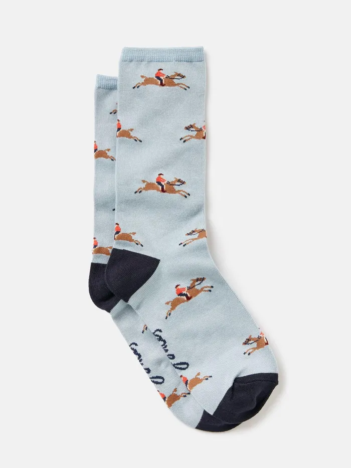 Joules Excellent Everyday 8211 Blue Horse Single Ankle Socks Women Socks and Tights