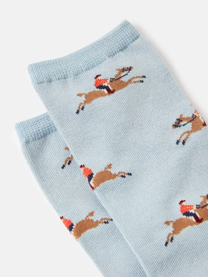 Joules Excellent Everyday 8211 Blue Horse Single Ankle Socks Women Socks and Tights