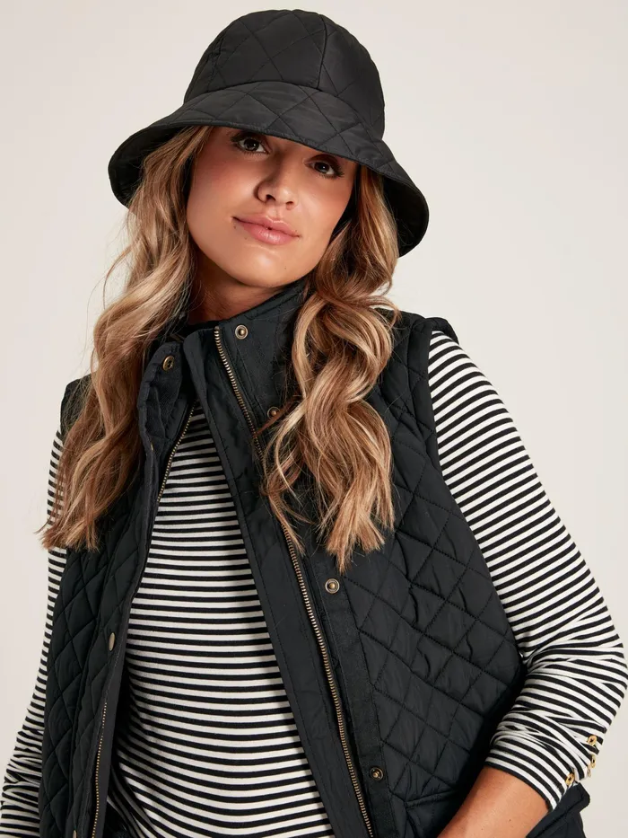 Joules Harriet 8211 Black Quilted Hat Women Hats