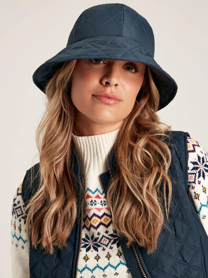 Joules Harriet 8211 Navy Quilted Hat Women Hats
