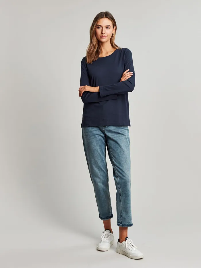 Joules Holly 8211 Blue Crew Long Sleeve Top Women Tops