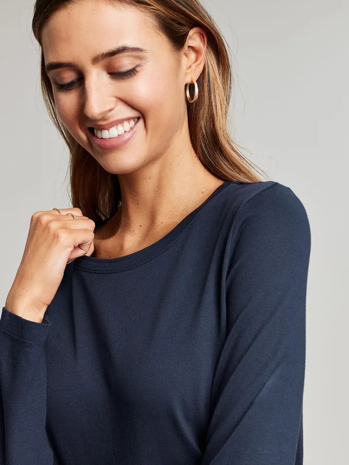 Joules Holly 8211 Blue Crew Long Sleeve Top Women Tops
