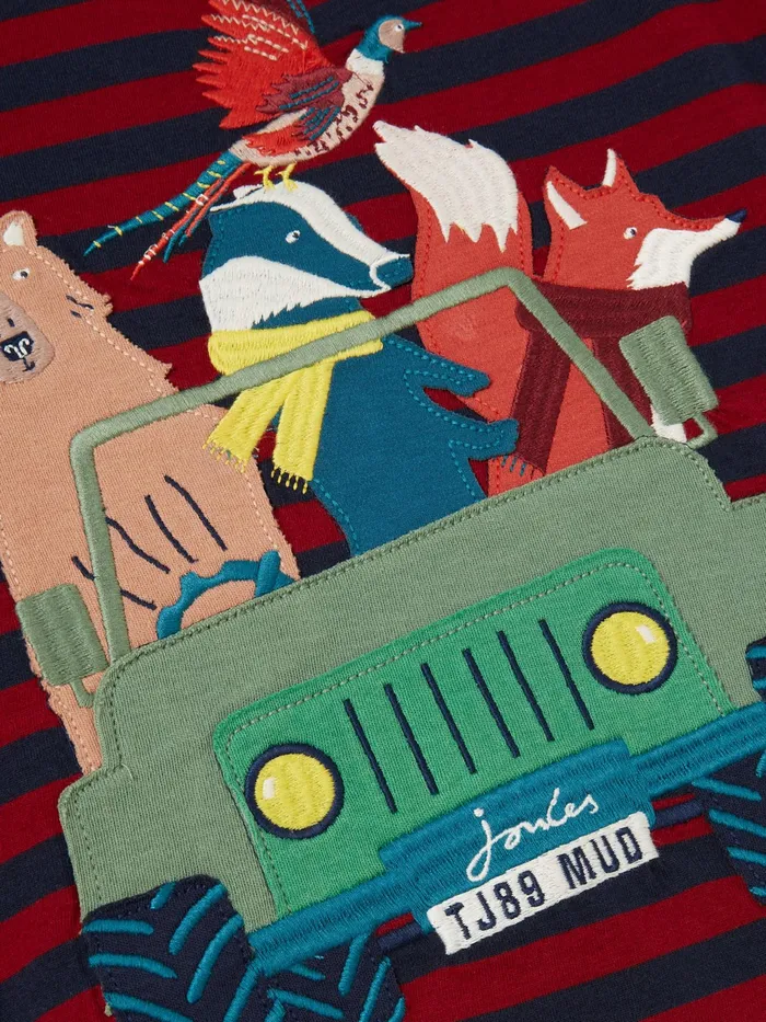 Joules Jack 8211 Red Long Sleeve Artwork TShirt Boys Tops and Tshirts