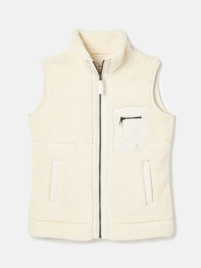Joules Mallory 8211 Cream Fleece Gilet Women Sweatshirts and Hoodies
