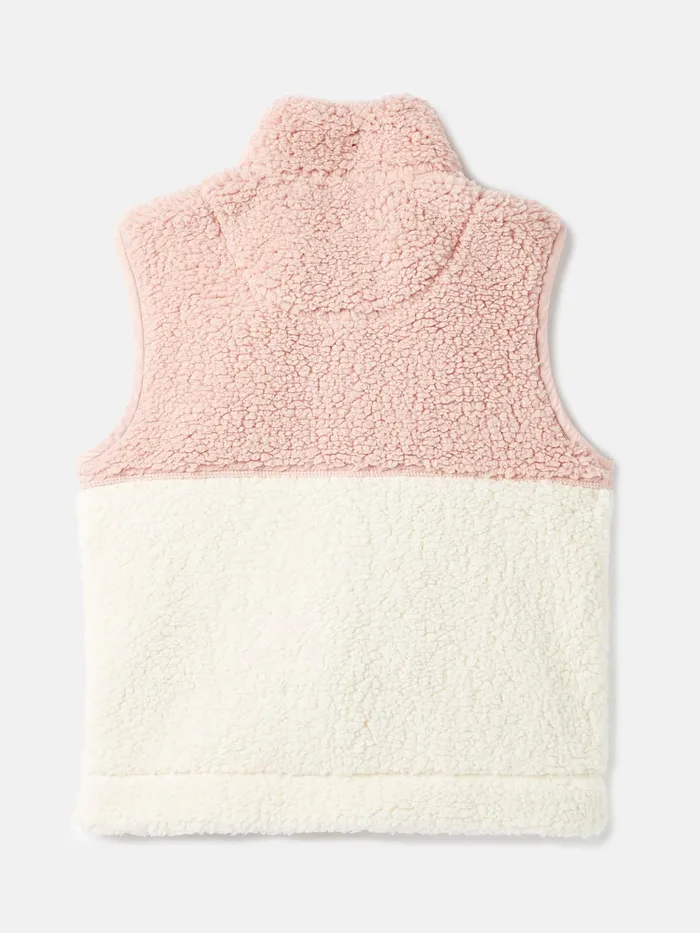 Joules Mallory 8211 PinkCream Fleece Mix Gilet Girls Coats and Jackets