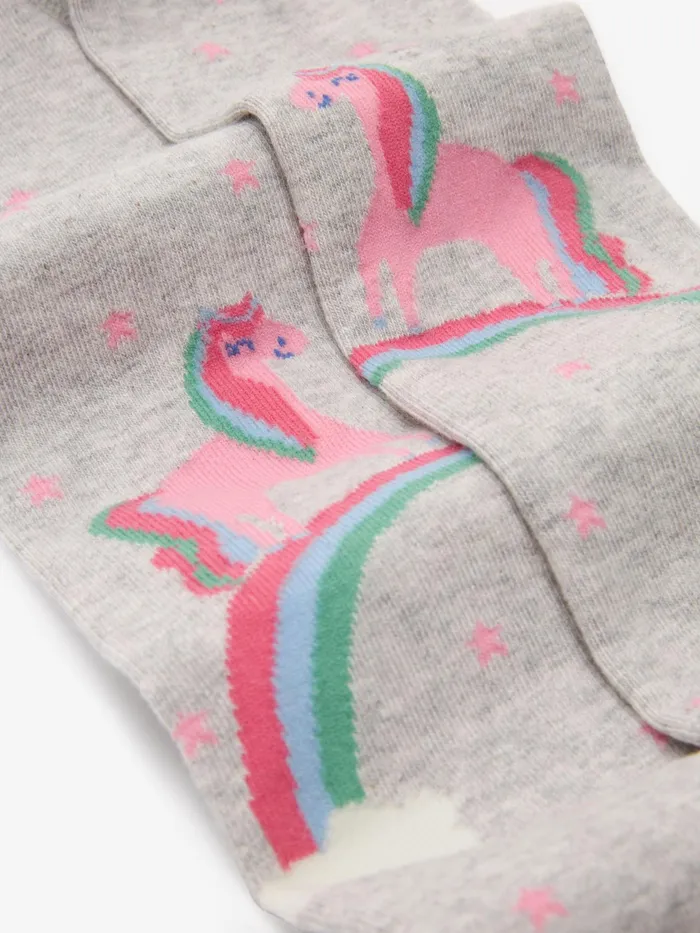 Joules Next Blue Pink And Grey 3 Pack Cotton Rich Unicorn Tights Girls Socks