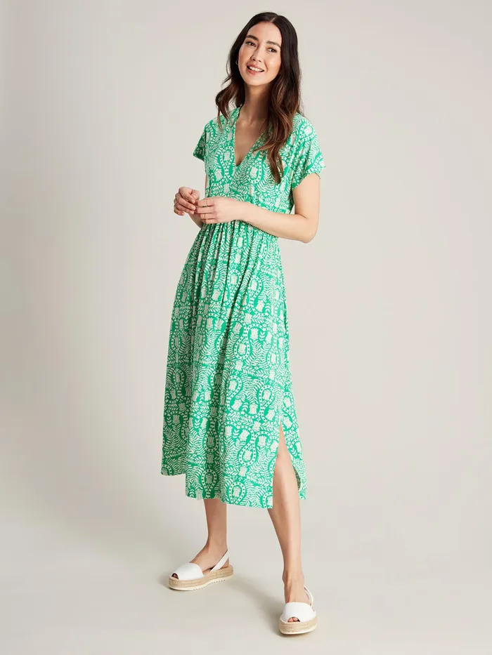 Joules Nia 8211 Green Jersey VNeck Beach Dress Women Dresses