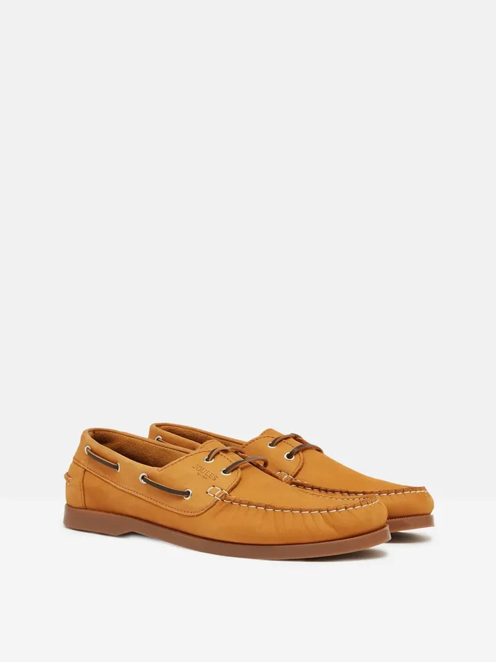 Joules Tan Brown Classic Leather Boat Shoes Men Shoes