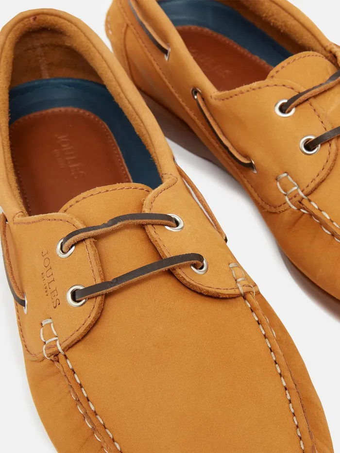 Joules Tan Brown Classic Leather Boat Shoes Men Shoes