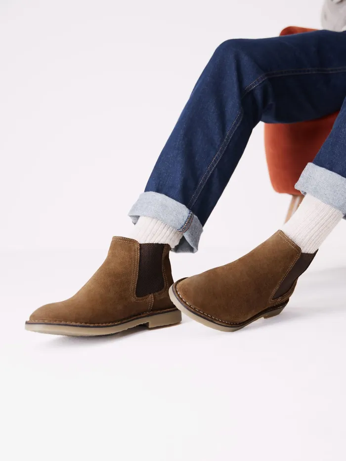 Joules Tan Brown Suede Chelsea Boots Men Boots