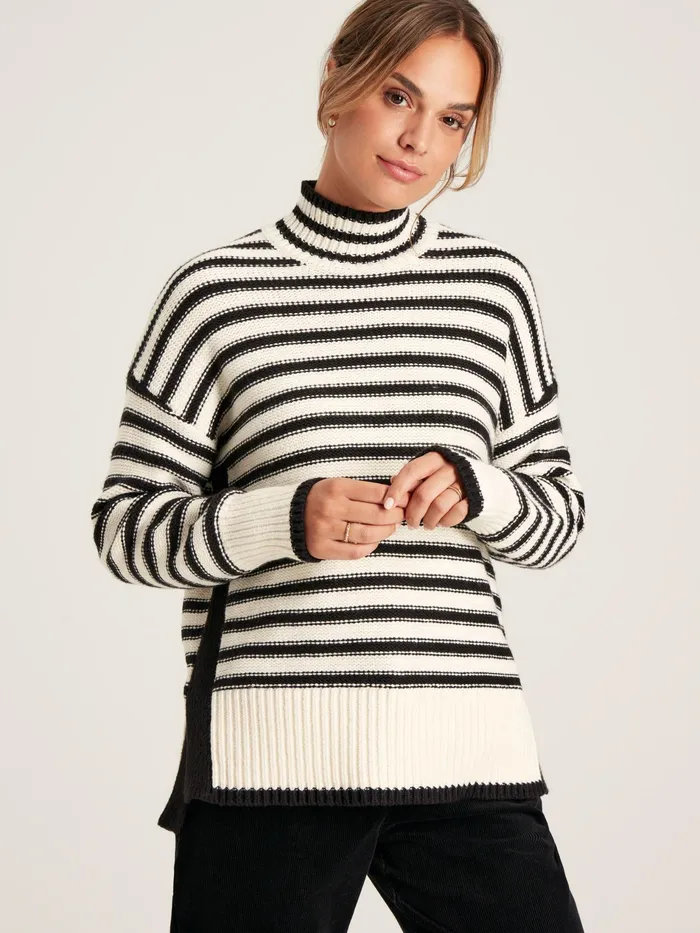 Joules Tandie 8211 BlackCream Striped Jumper Women Knitwear