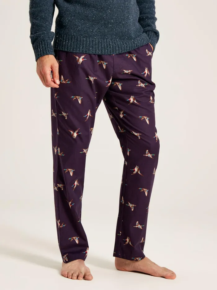 Joules The Dozer 8211 Purple Mallards Printed Pyjamas Bottoms Men Nightwear