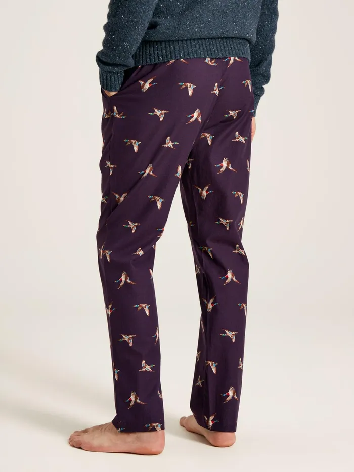 Joules The Dozer 8211 Purple Mallards Printed Pyjamas Bottoms Men Nightwear