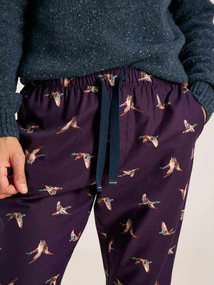 Joules The Dozer 8211 Purple Mallards Printed Pyjamas Bottoms Men Nightwear