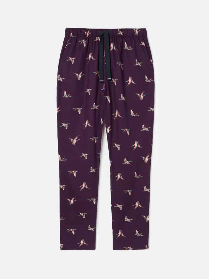 Joules The Dozer 8211 Purple Mallards Printed Pyjamas Bottoms Men Nightwear