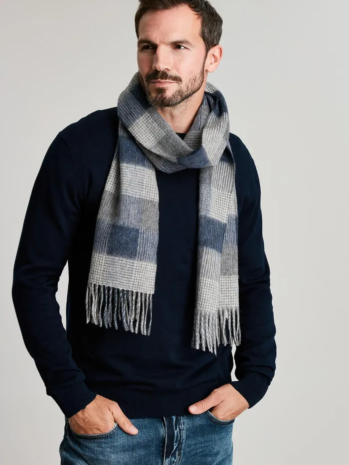 Joules Tytherton 8211 Blue Wool Scarf Men Hats Gloves and Scarves