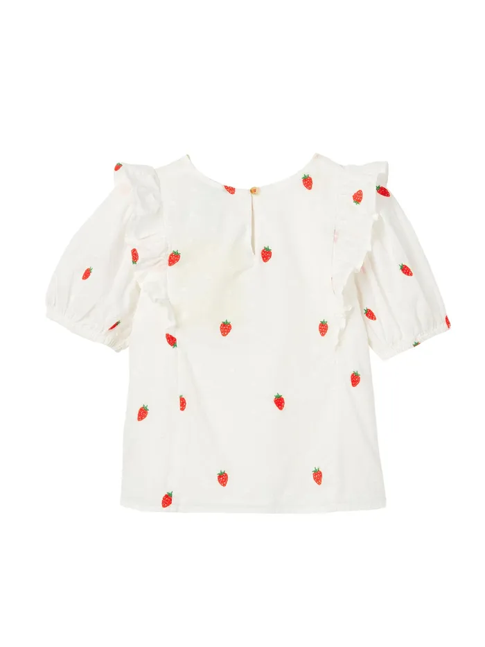 Joules White Lauren Woven Frill Shell Top Girls Tops and Tshirts