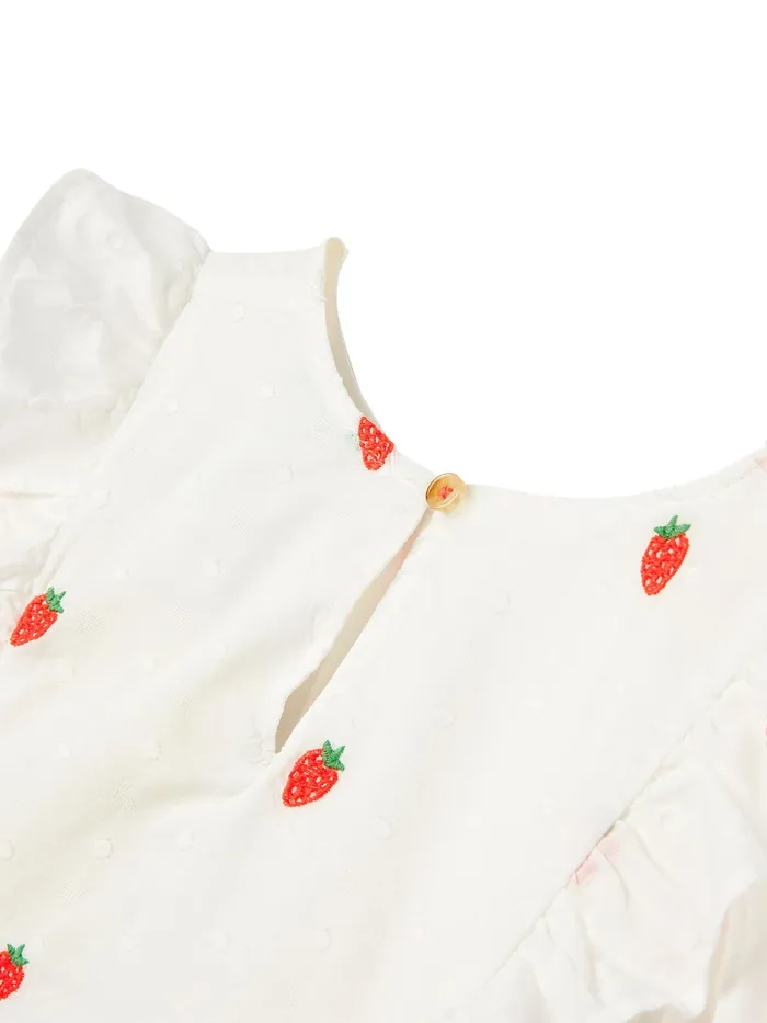 Joules White Lauren Woven Frill Shell Top Girls Tops and Tshirts