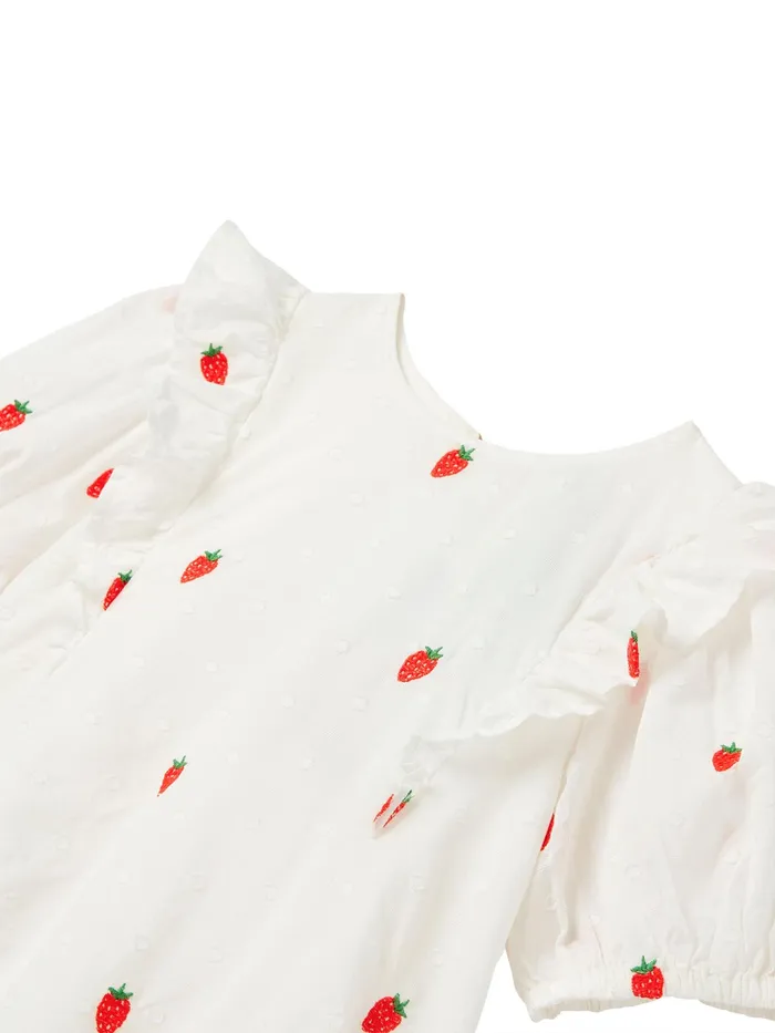 Joules White Lauren Woven Frill Shell Top Girls Tops and Tshirts