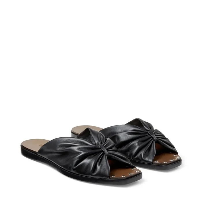 Jupiter Flat Black Nappa Leather Flat Sandals With Knotted Strap Black Women JIMMY CHOO Flats Jupiter Flat Black Nappa Leather Flat Sandals With Knotted Strap Black Women JIMMY CHOO Flats