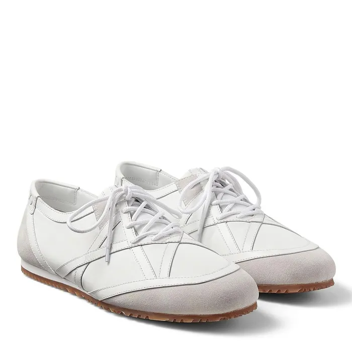 KatoM White Crosta Suede Calf Leather And Nylon Low Cut Trainers X Whitewhite Men JIMMY CHOO Casual Shoes