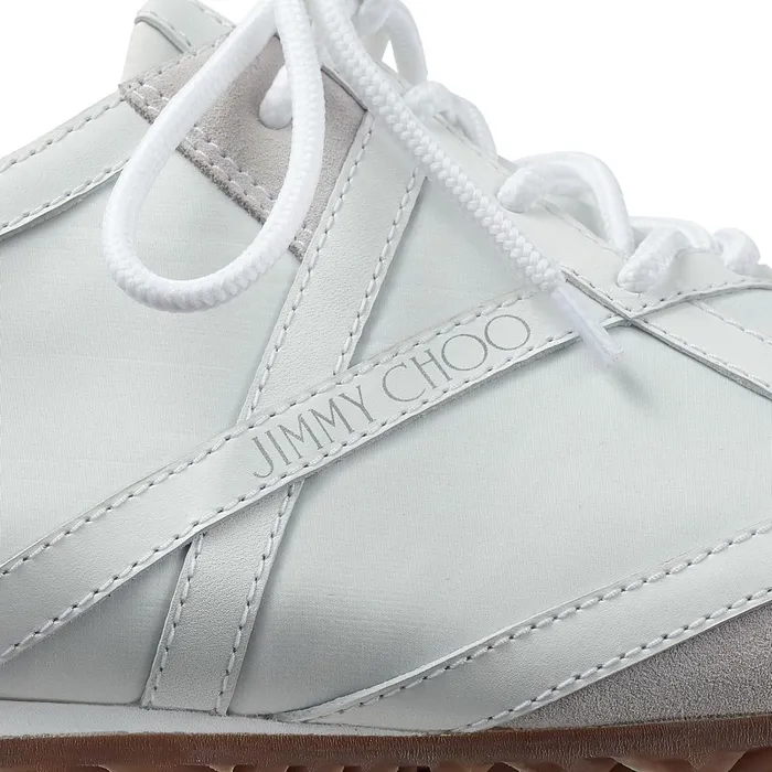 KatoM White Crosta Suede Calf Leather And Nylon Low Cut Trainers X Whitewhite Men JIMMY CHOO Casual Shoes
