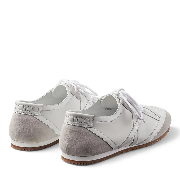 KatoM White Crosta Suede Calf Leather And Nylon Low Cut Trainers X Whitewhite Men JIMMY CHOO Casual Shoes