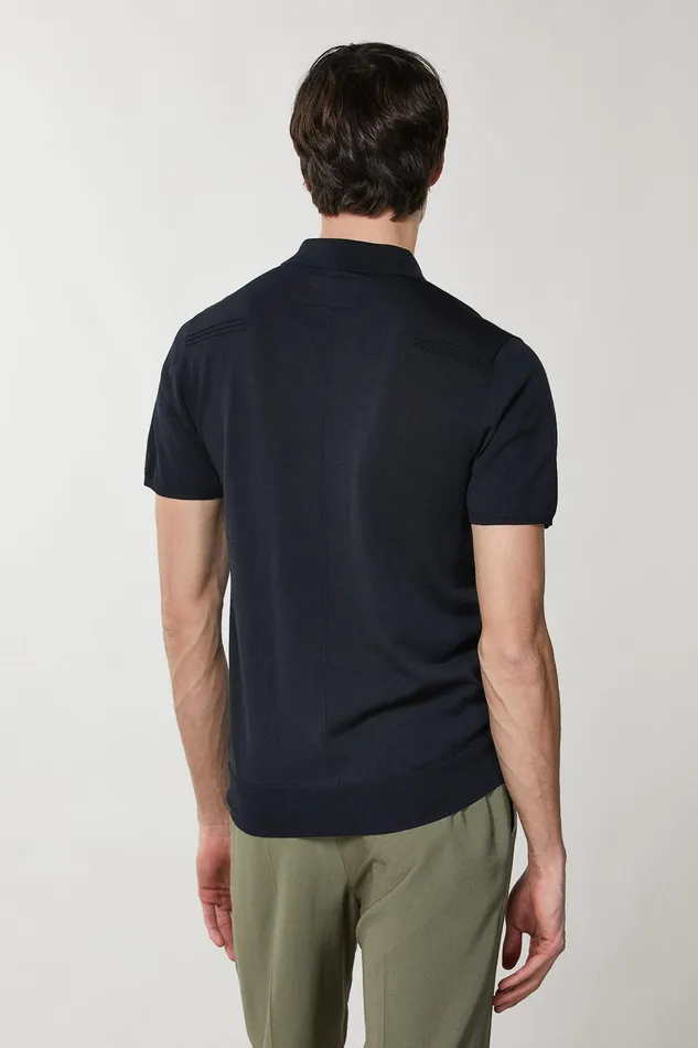 Knitwear Men Patrizia Pepe ShortSleeved Polo Shirt Royal Navy