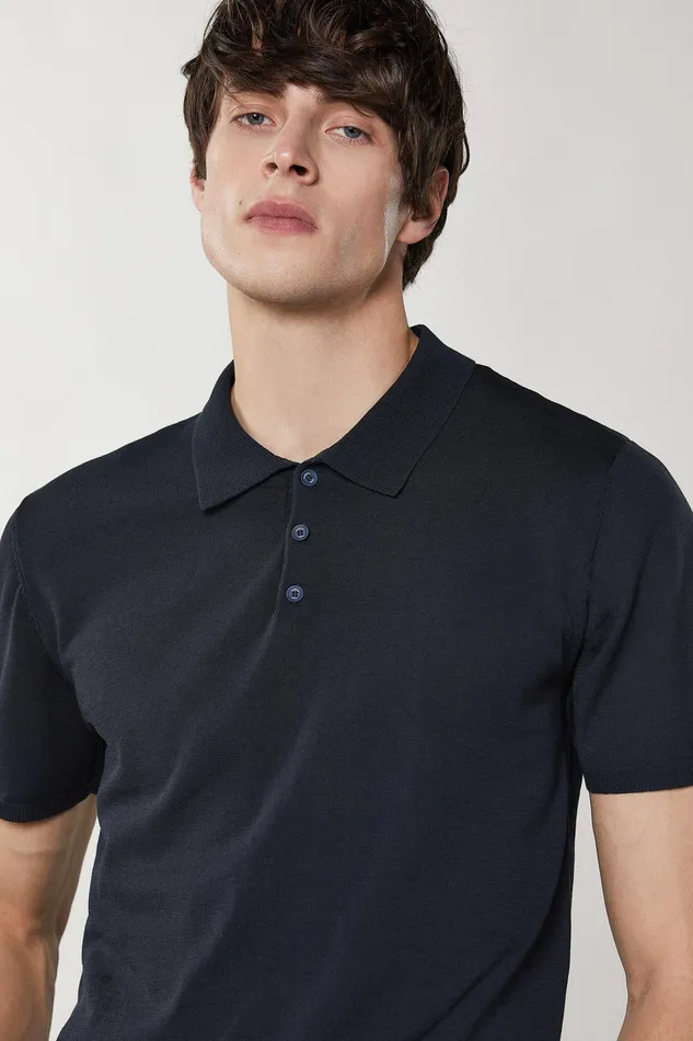 Knitwear Men Patrizia Pepe ShortSleeved Polo Shirt Royal Navy