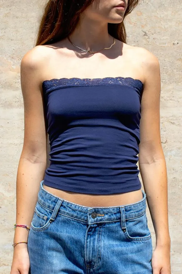 Lace Bandeau Top Women Subdued Tops