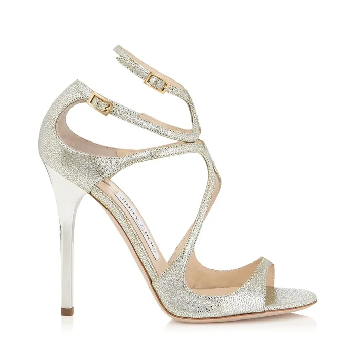 Lance Champagne Glitter Leather Sandals Champagne Women JIMMY CHOO Bridal Shoes