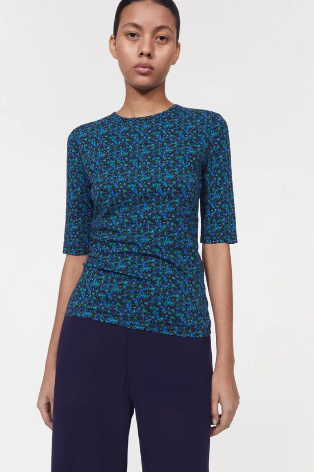 Lancelot Floral Jersey Top Black Cobalt Women Rodebjer Tops