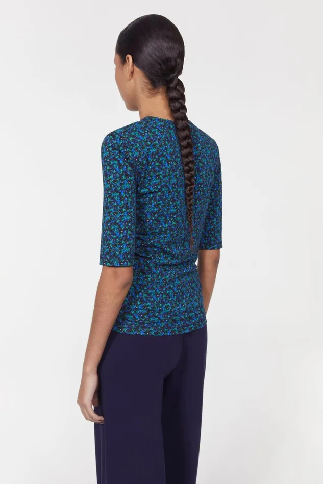 Lancelot Floral Jersey Top Black Cobalt Women Rodebjer Tops