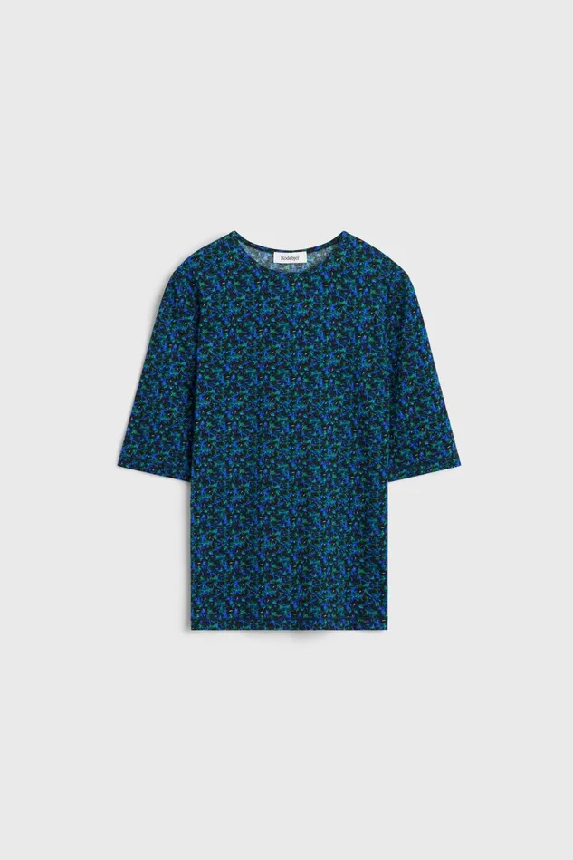 Lancelot Floral Jersey Top Black Cobalt Women Rodebjer Tops