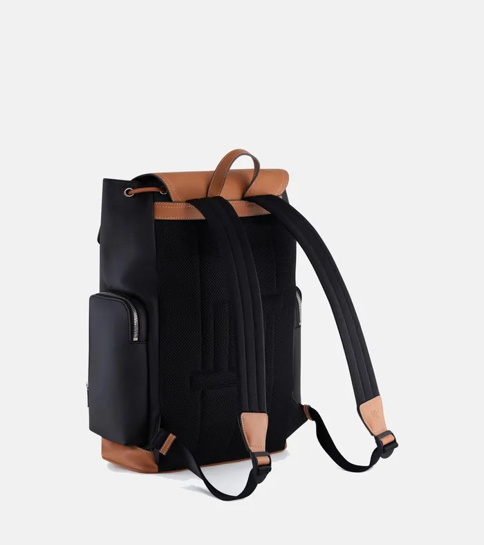 Le Tanneur Backpacks WomenMen Backpack With Flap Closure In Coated Canvas Black Brown
