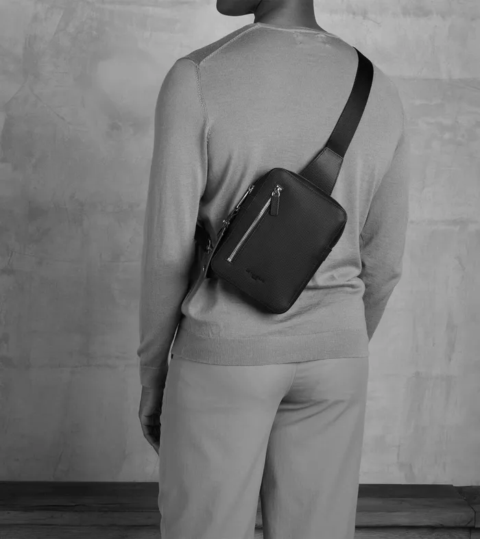 Le Tanneur Backpacks WomenMen Sling Satchel In Signature T Leather Black