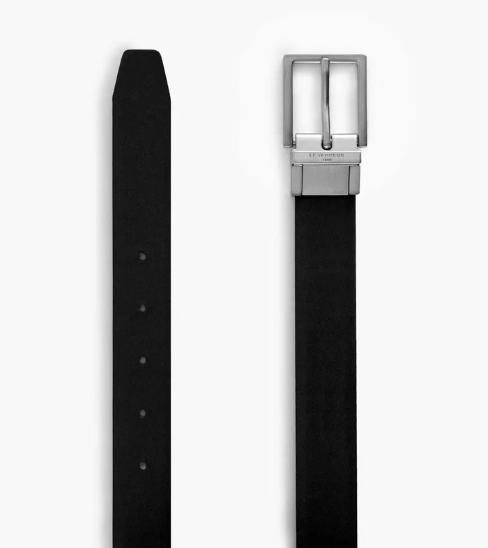 Le Tanneur Belts Men Classic Men039S Belt With Square Buckle In Smooth Leather Black Navy