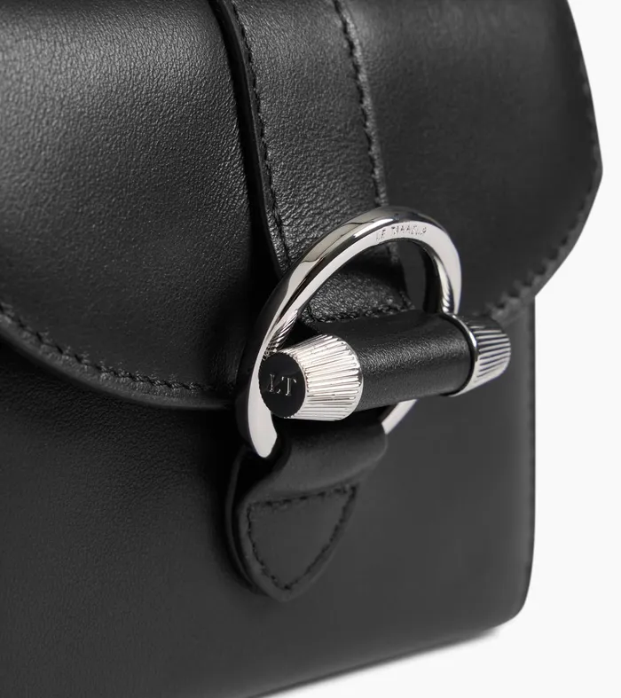 Le Tanneur Card Holder Women Card Holder With Detachable Shoulder Strap In Smooth Leather Black