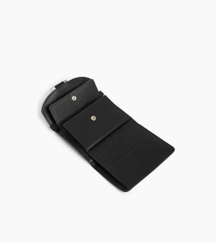 Le Tanneur Card Holder Women Card Holder With Detachable Shoulder Strap In Smooth Leather Black