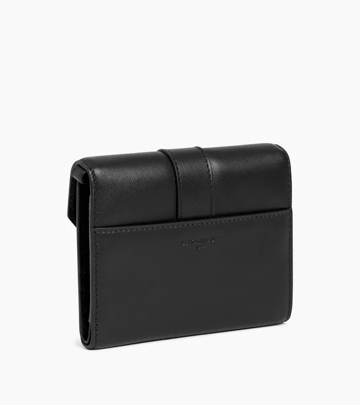 Le Tanneur Card Holder Women Card Holder With Detachable Shoulder Strap In Smooth Leather Black