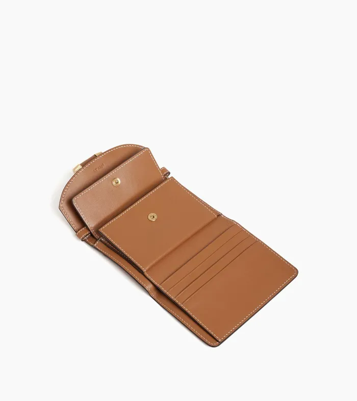 Le Tanneur Card Holder Women Card Holder With Detachable Shoulder Strap In Smooth Leather Brown Tan