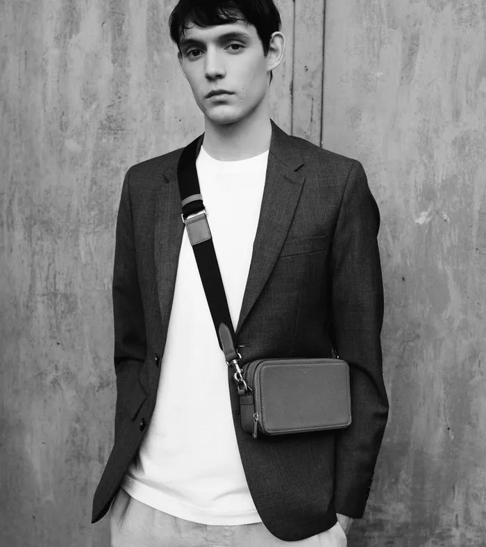 Le Tanneur Crossbody Bags Men Small 2Compartment Shoulder Bag In Grained Leather Aurora Yellow