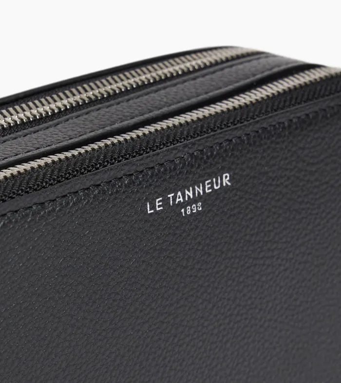 Le Tanneur Crossbody Bags Men Small 2Compartment Shoulder Bag In Grained Leather Black