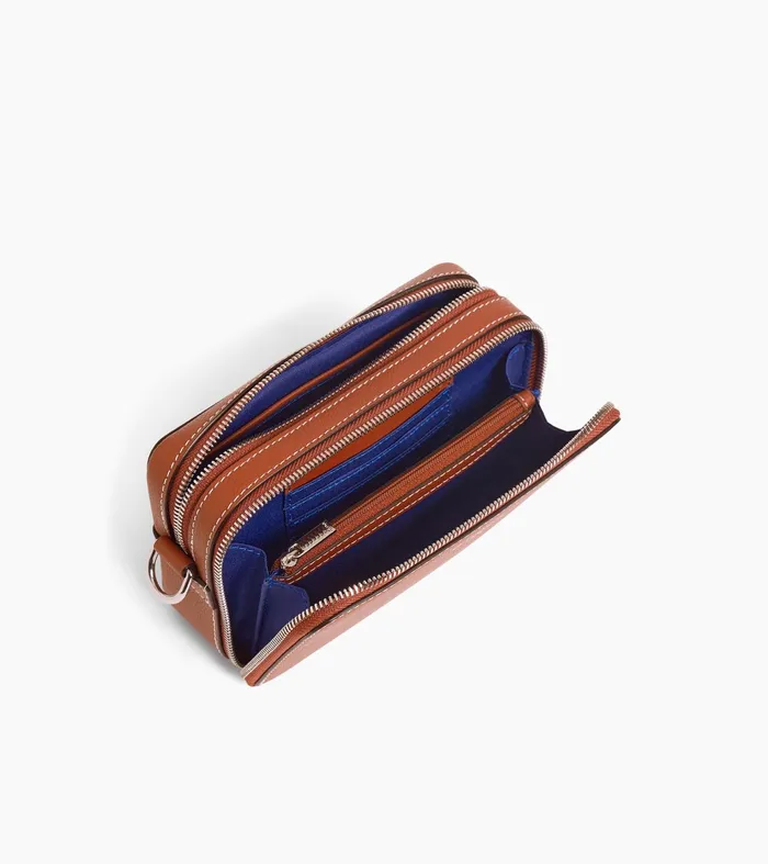 Le Tanneur Crossbody Bags Men Small 2Compartment Shoulder Bag In Grained Leather Mahogany Brown