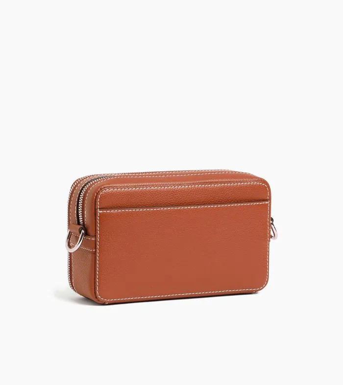 Le Tanneur Crossbody Bags Men Small 2Compartment Shoulder Bag In Grained Leather Mahogany Brown